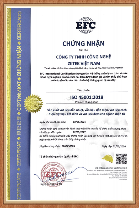 兆科電子：ISO45001 2024越南版