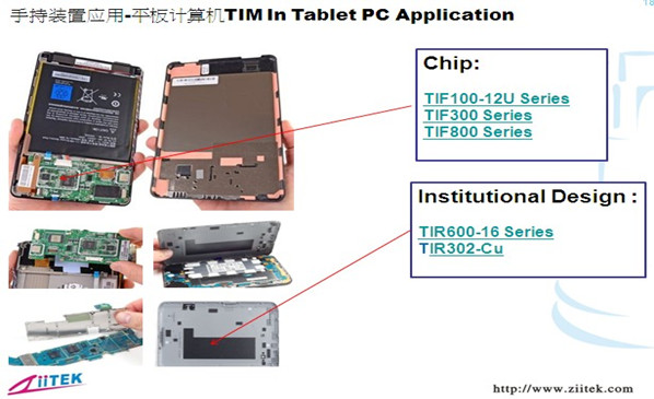 兆科TIF導熱材料在平板計算機的應用